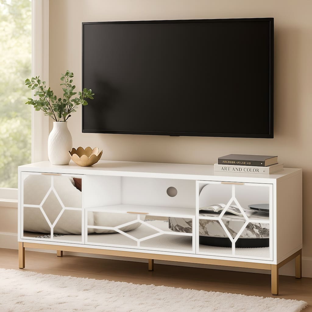 60" Wood Media Console Modern TV Stand