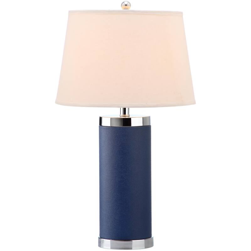 SAFAVIEH Lighting Karie 26-inch Leather Column Table Lamp (Set of 2) - 14"x14"x25" - 14"Wx14"Dx25"H
