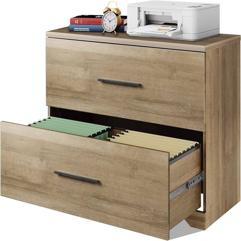 2 Drawer Wood Lateral File Cabinet - 15.75"D x 35.43"W x 29.37"H - Gray Oak