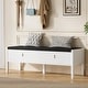 preview thumbnail 2 of 12, Fluted Shoe Storage Bench with Drawers and Cushioned Seat, 47.2 Inch Entryway Bench for Bedroom Living Room Hallway White