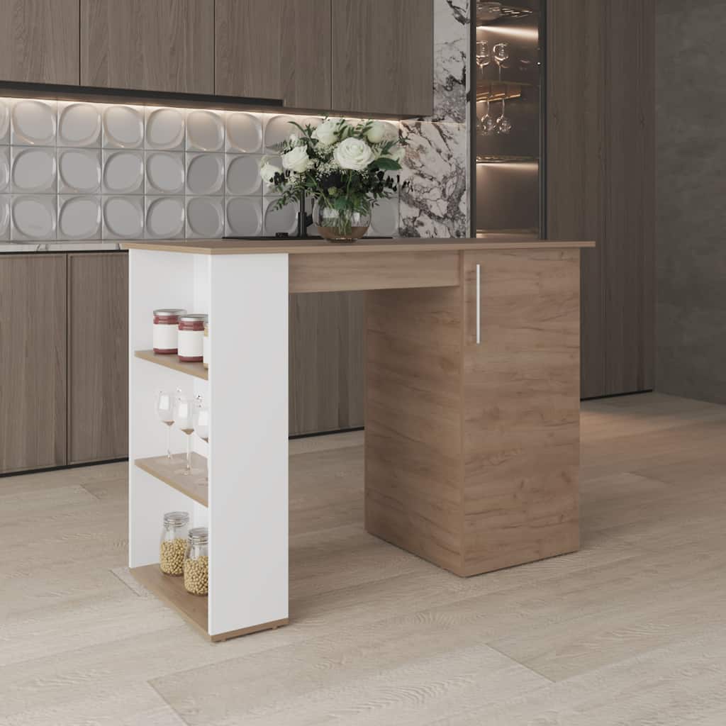 Kitchen Island, 1 Door, 5 Shelves