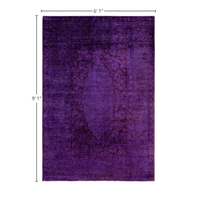 Overdyed One-of-a-Kind Hand-Knotted Area Rug - Purple - 6' 1" x 9' 1"