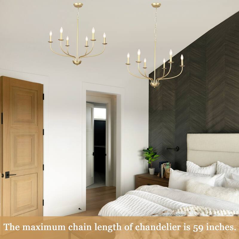 6-Light Farmhouse Candle Chandelier Modern Hanging Lamp for Living Room Kitchen Hallway Entryway - N/A