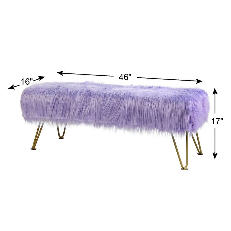 Home Soft Things Mongolian Ottoman Bench with Gold Metal Legs