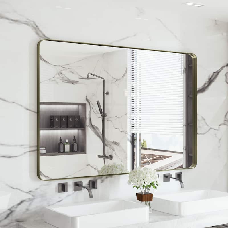 QuivaraView Rectangular Aluminum Framed Bathroom Vanity Mirror - 60" x 40" - Bronze