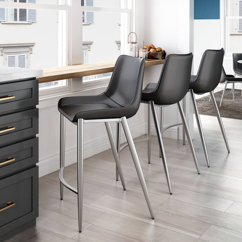 Magnus Counter Stool Black & Silver - Black/Silver