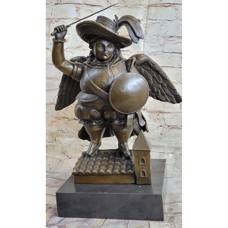 Fancy Large Archangel With Hat By Fernando Botero Bronze Sculpture Figurine