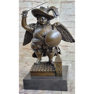 Fancy Large Archangel With Hat By Fernando Botero Bronze Sculpture Figurine