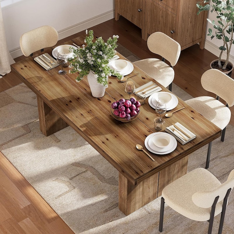 63-Inch Solid Wood Dining Table for 4-6 People for Dining Room, Kitchen