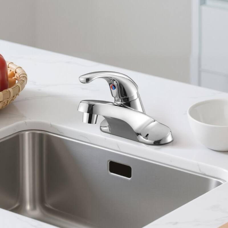 Chrome Stainless Steel Single Handle Kitchen Faucet with Press Drain - 6.30 x 5.12 x 9.06 inch