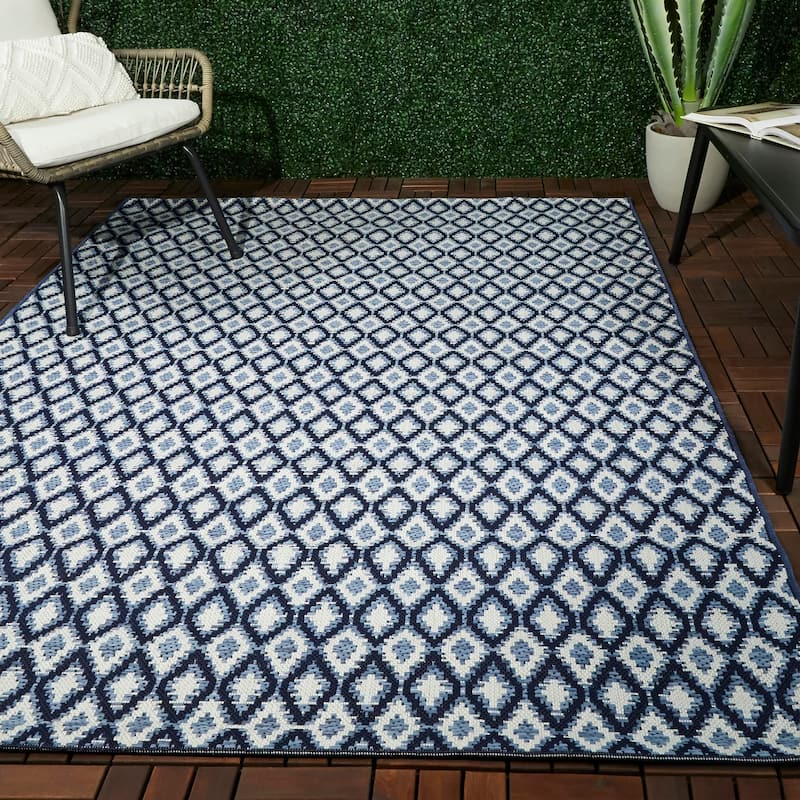 Fabien Diamond Trellis Indoor/Outdoor Area Rug - 7'10" x 10' - Dark Blue