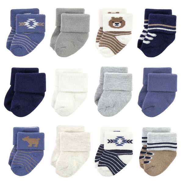 slide 1 of 1, Hudson Baby Infant Boy Cotton Rich Newborn and Terry Socks, Bear 12-Pack 6-12 Months - Bear 12-Pack