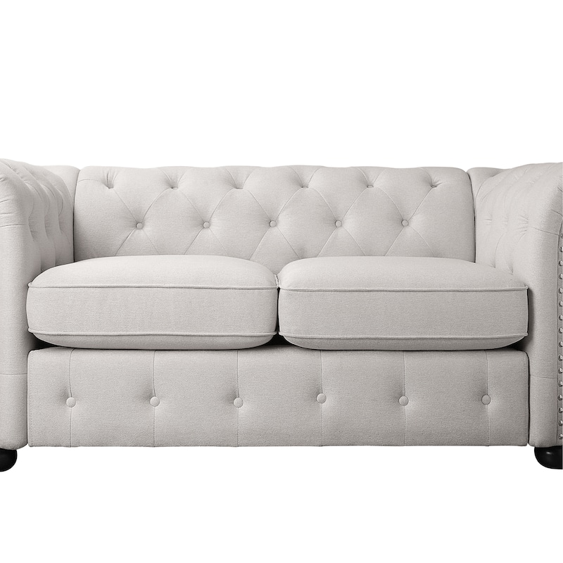 Corvus Aleksis 2-piece Tufted Rolled Arm Chesterfield Sofa and Loveseat Set
