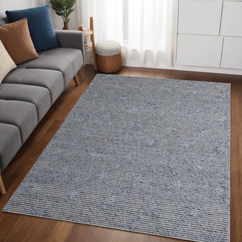 Muca Geometric Non Skid Woven Area Rug By HomeRoots - 5' x 8' - Oxford Blue
