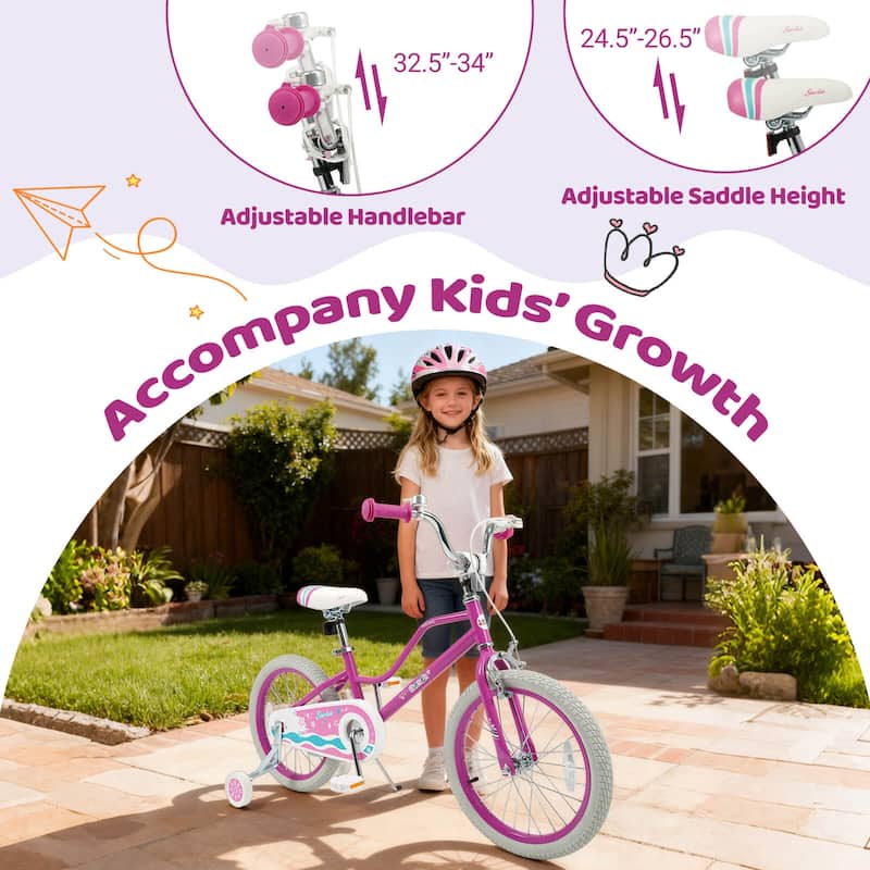 Costway 12”/14”/16”/18” Kids Bicycle with Dual Brake System Adjustable