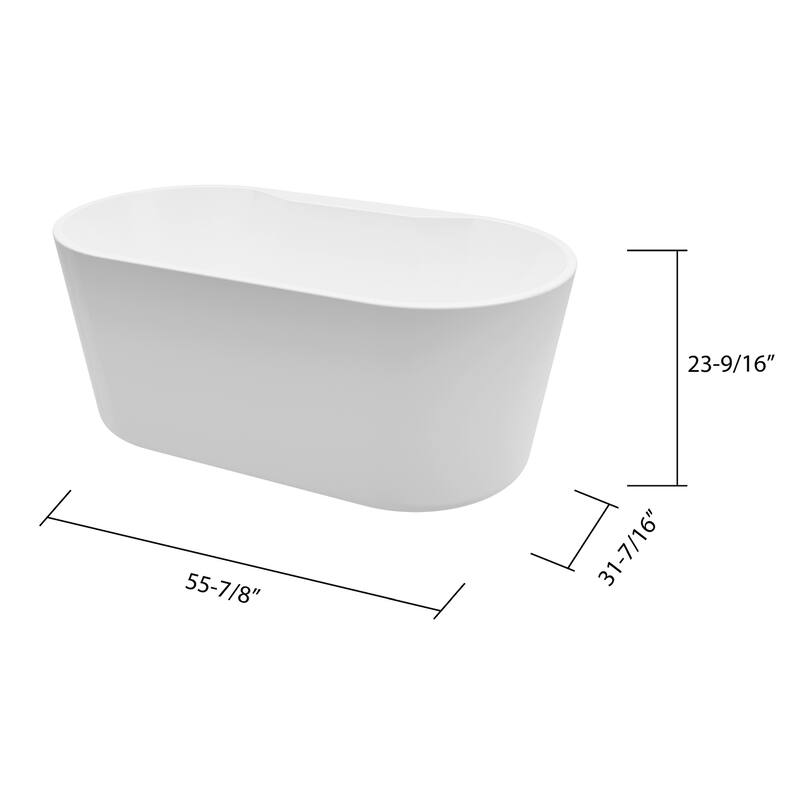 Retro 56" Freestanding White Acrylic Bathtub with Adjustable Feet
