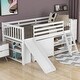 preview thumbnail 4 of 7, White Low Loft Bed with Attached Bookcases and Separate 3-Tier Drawers, Convertible Ladder and Slide, Twin