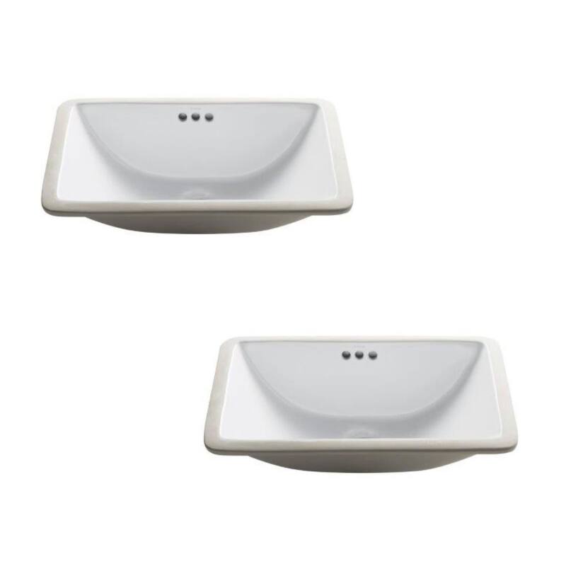 Kraus Pack of (2) Elavo 21" Rectangular Ceramic Undermount Bathroom - White