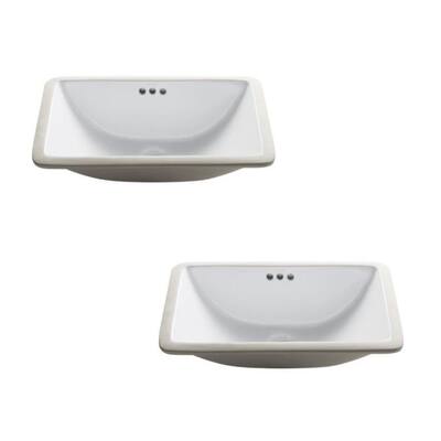 Kraus Pack of (2) Elavo 21" Rectangular Ceramic Undermount Bathroom
