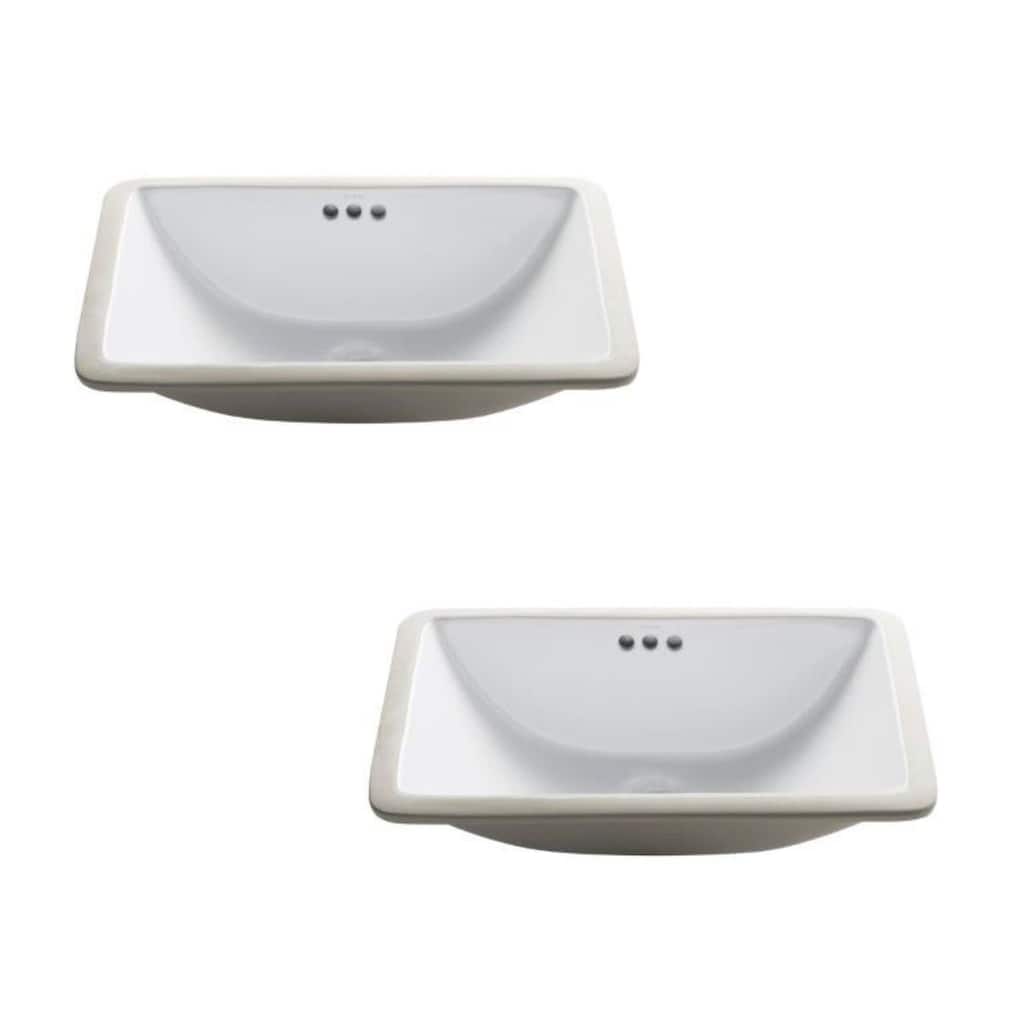 Kraus Pack of (2) Elavo 21" Rectangular Ceramic Undermount Bathroom