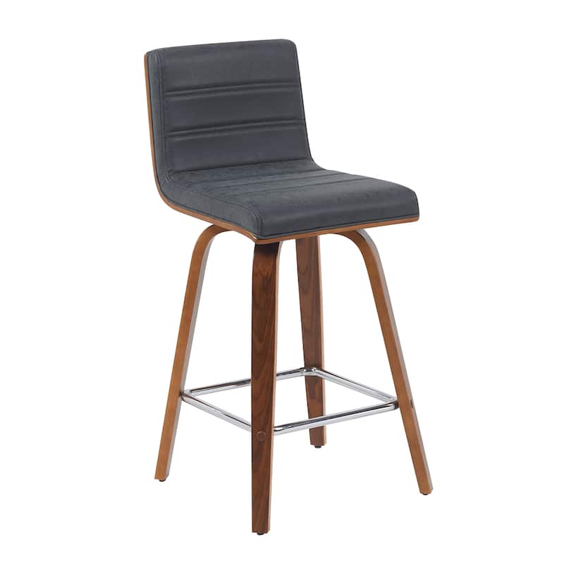 Skara Mid-Century Swivel Counter Stool, Upholstered Counter Height Chair with Bentwood Legs