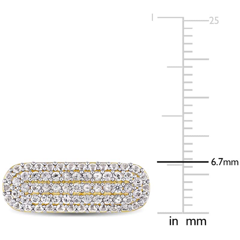 Miadora Yellow Plated Sterling Silver White Sapphire Clustered Oval Cufflinks