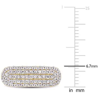 Miadora Yellow Plated Sterling Silver White Sapphire Clustered Oval Cufflinks