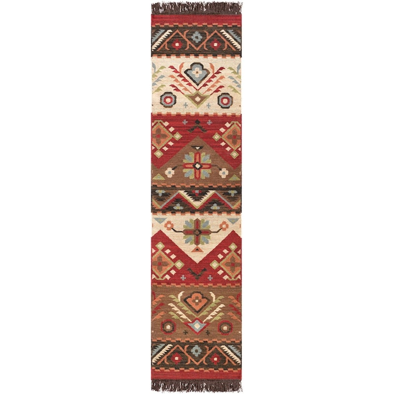 Livabliss Louise Handmade Southwestern Wool Flatweave Area Rug