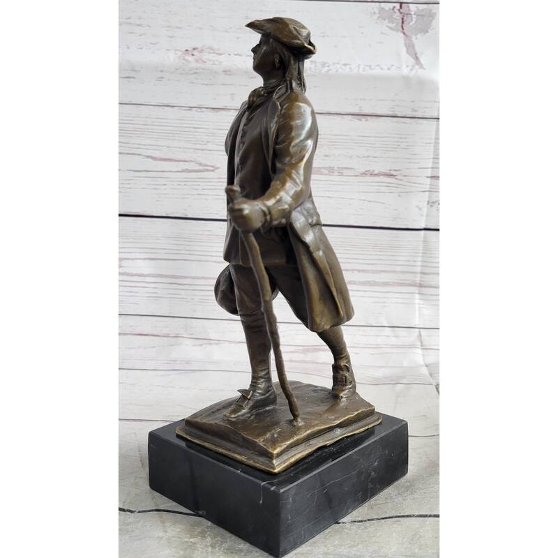 Benjamin Franklin Walking Stick Upenn Bronze Statue Sculpture Figure 10 Inches X 4 Inches