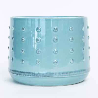 Aqua Blue Dotted Planter
