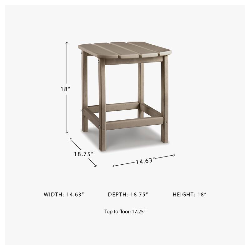 Signature Design by Ashley Sundown Treasure Outdoor Rectangular Poly All Weather End Table - Grayish Brown
