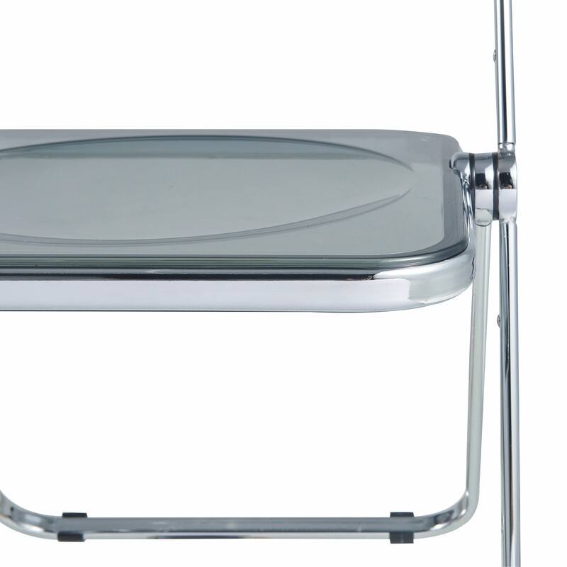 Lawrence Modern Acrylic Folding Chair with Chrome Steel Frame and Accent Transparent Design for Dining or Living Room (Set of 2)