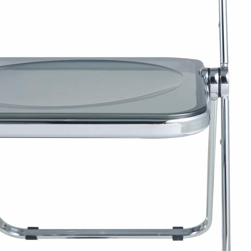 Lawrence Modern Clear Acrylic Transparent Folding Chair with Chrome Steel Frame for Condos and Apartments Set of 4 - 30"