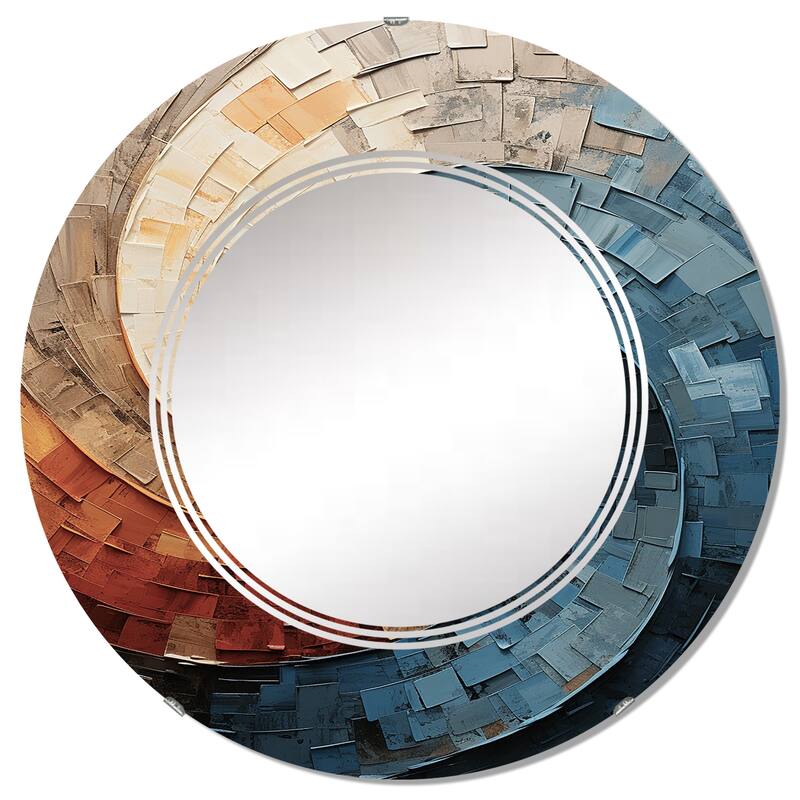 Designart "Collaged Spiral" Abstract Modern Wall Mirror