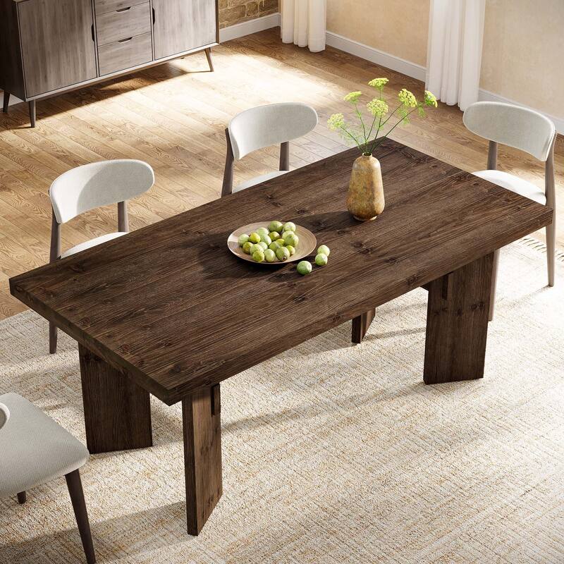 Farmhouse 63-Inch Dining Table, Solid Wood Kitchen Table
