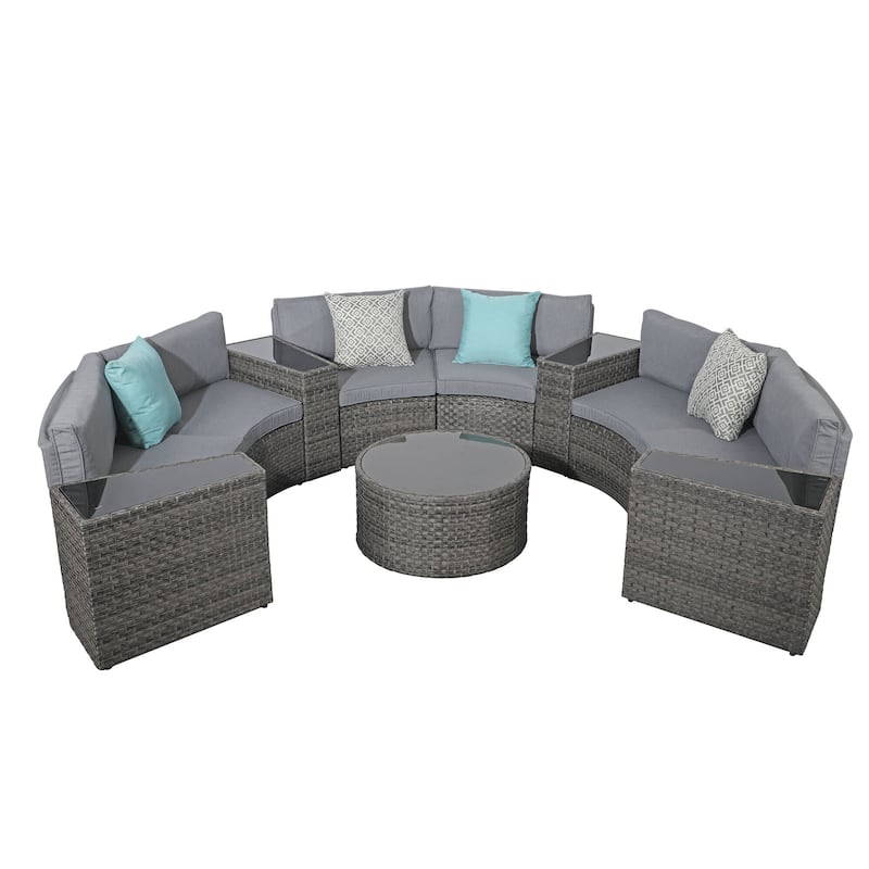 Outdoor 11-Piece Rattan Sofa Sectional Set