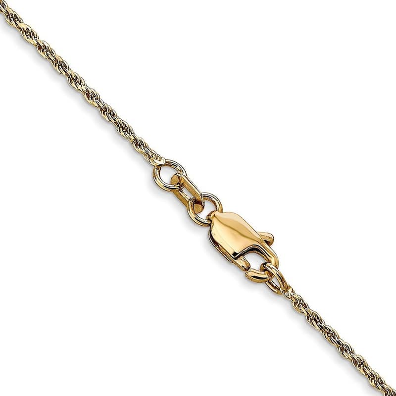 Curata Women's 14k Yellow Gold 1mm Rope Chain Anklet - 10 Inch - Lobster Claw