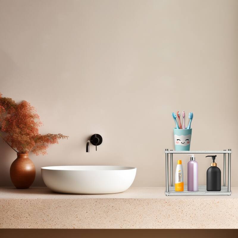 LuxeStone Two Layer Diatomite Bathrooms and Kitchens Quick Drying Organizer&Storage Tray - Gray - 11"