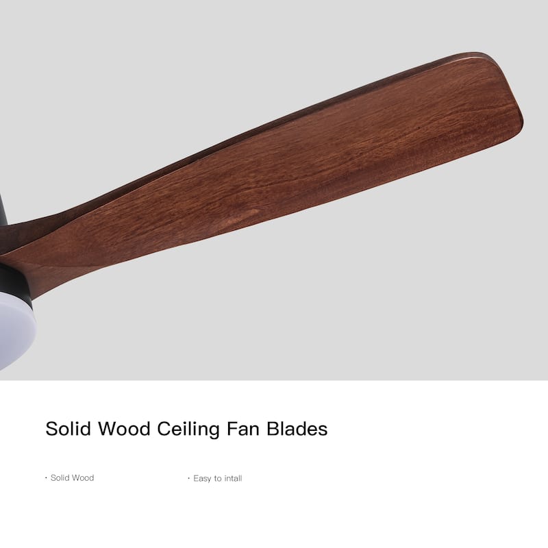 52" Intergrated LED Ceiling Fan Lighting with Solid Wood Blade