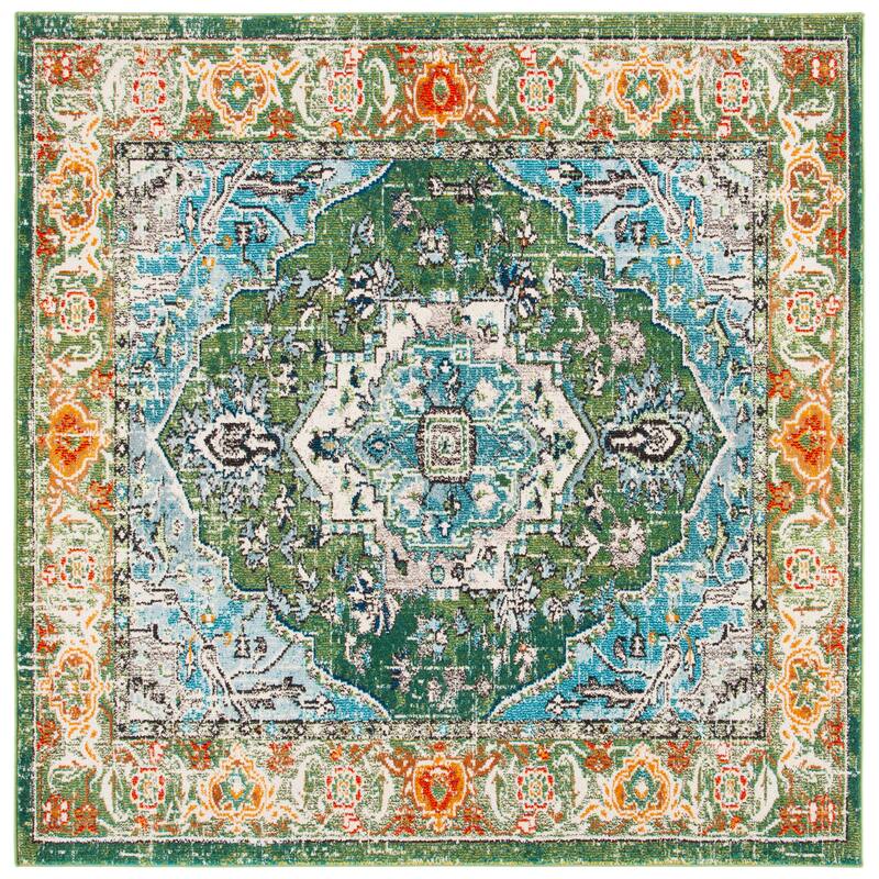 SAFAVIEH Monaco Donika Boho Medallion Rug - 6'7" Square - Green/Turquoise