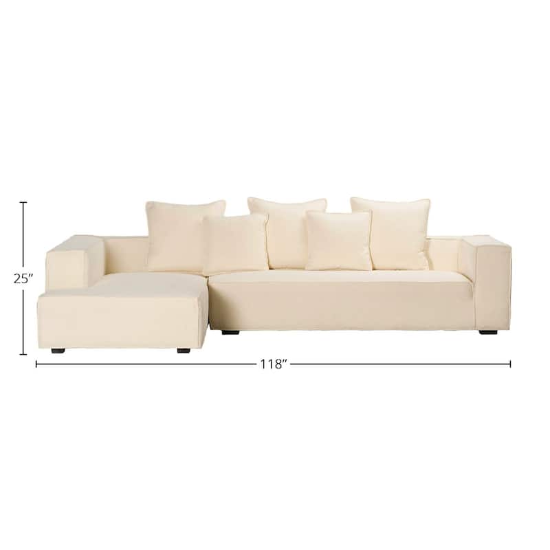 Zayn 118-inch Modern Sectional Sofa with Chaise in Boucle