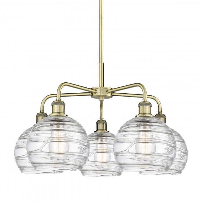 Innovations Lighting 516-5CR-16-26 Athens Deco Swirl Chandelier Athens - Antique Brass / Clear Deco Swirl
