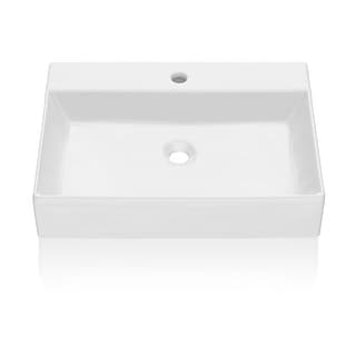 Vessel Sink Rectangular, 20"x18" Bathroom Sink White Ceramic Lavatory Vanity - 24x17.7x5.1in