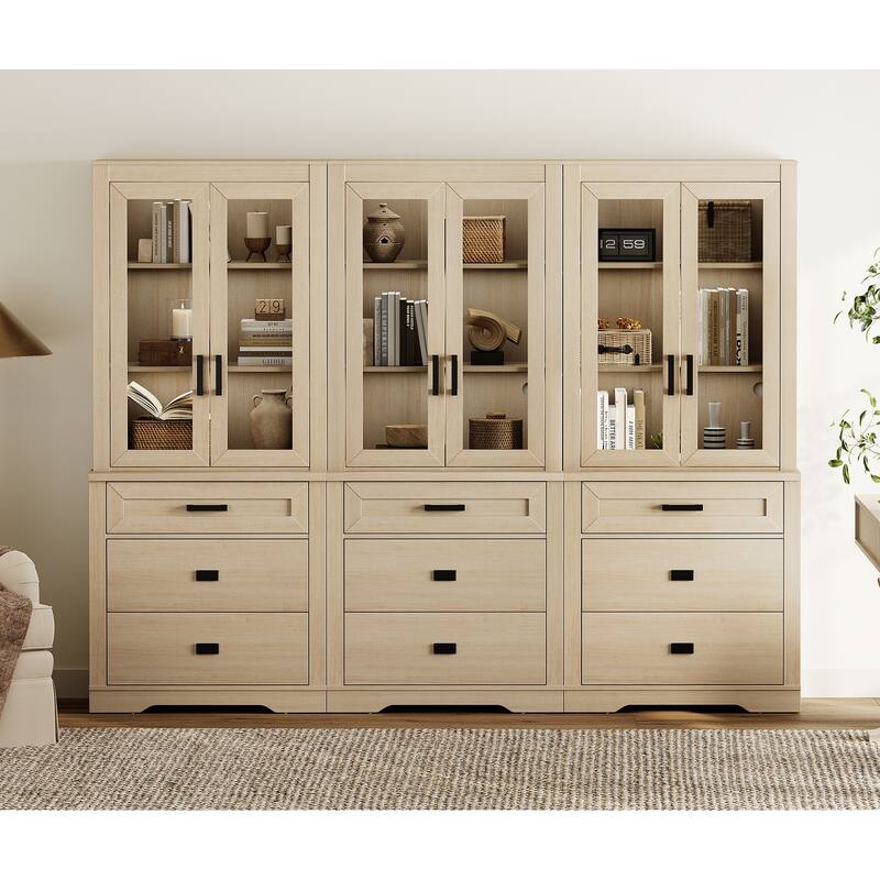 3 Tier Bookcase with Drawer,73.3" Tall Floor Standing Bookshelf