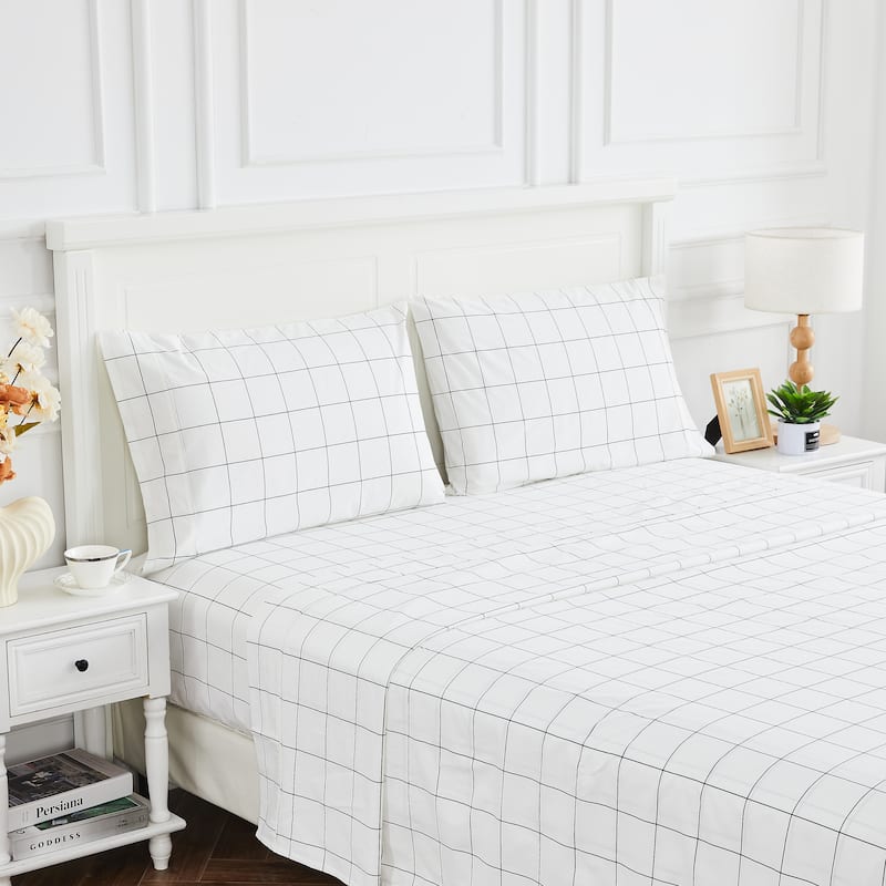 Printed Percale Cotton Black Box Sheet Set and Pillowcases