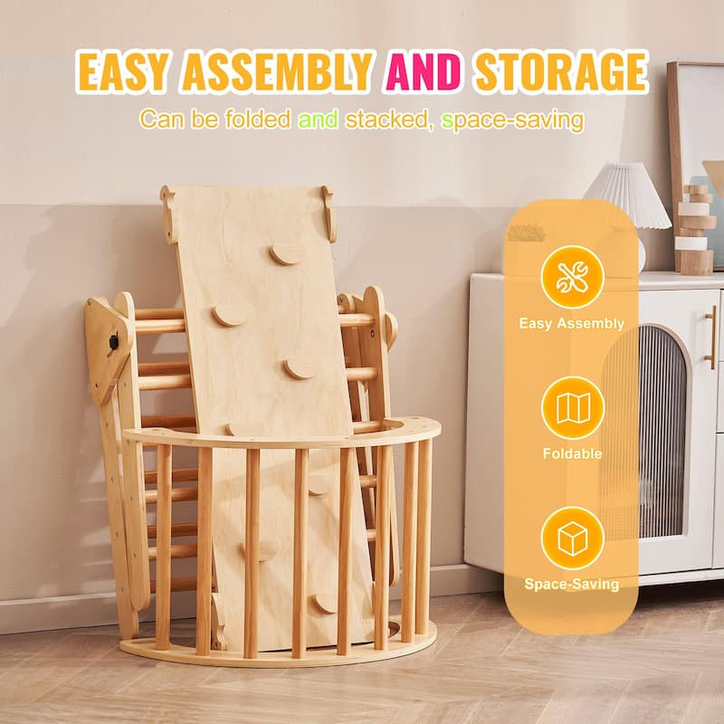 Wood Climbing Toy Set Pine 5-in-1 Play Gym for Kid's