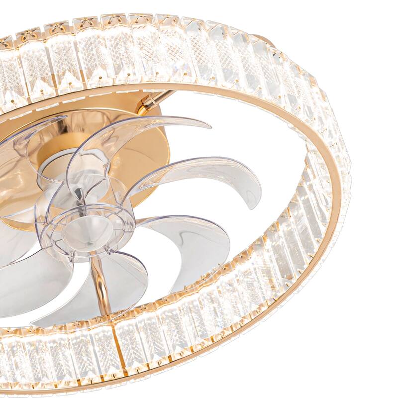 20-In LED Rosa Gold Chandelier Ceiling Fan with Light Remote(7-blade)