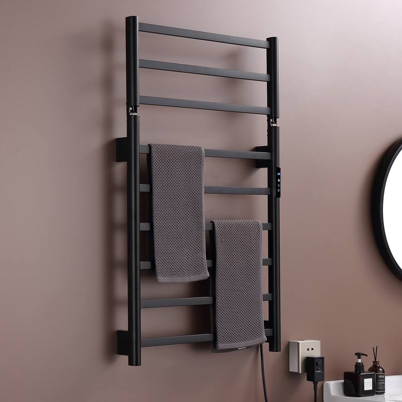 60W Electric Towel Warmer Wall Mounted Heated Drying Rack with 9 Square