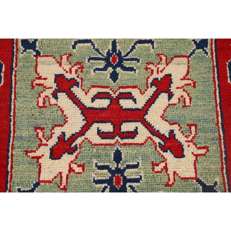 Red Kazak Accent Rug Handmade Traditional Bedroom Wool Carpet - 4'0" x 5'8"