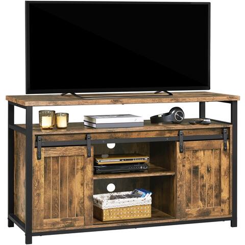Yaheetech Industrial TV Cabinet with Sliding Barn Doors for 65-inch TV